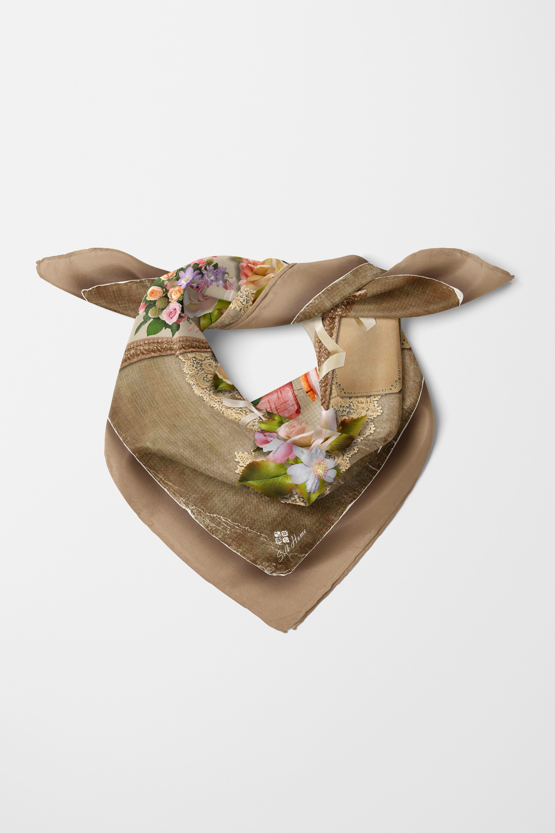 Bandana Flower Desen Sütlü Kahve