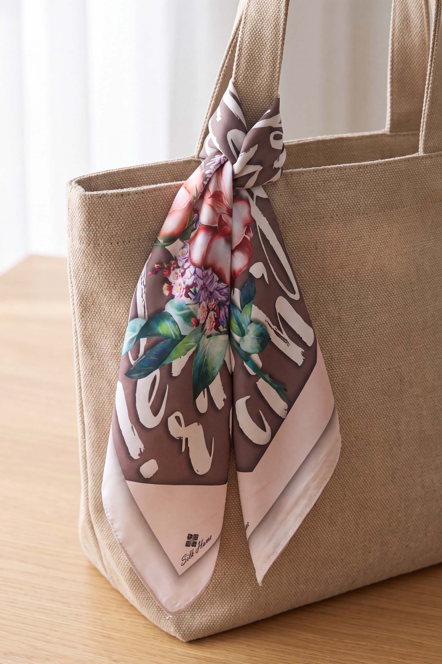 Bandana Letters Desen Pudra Vizon