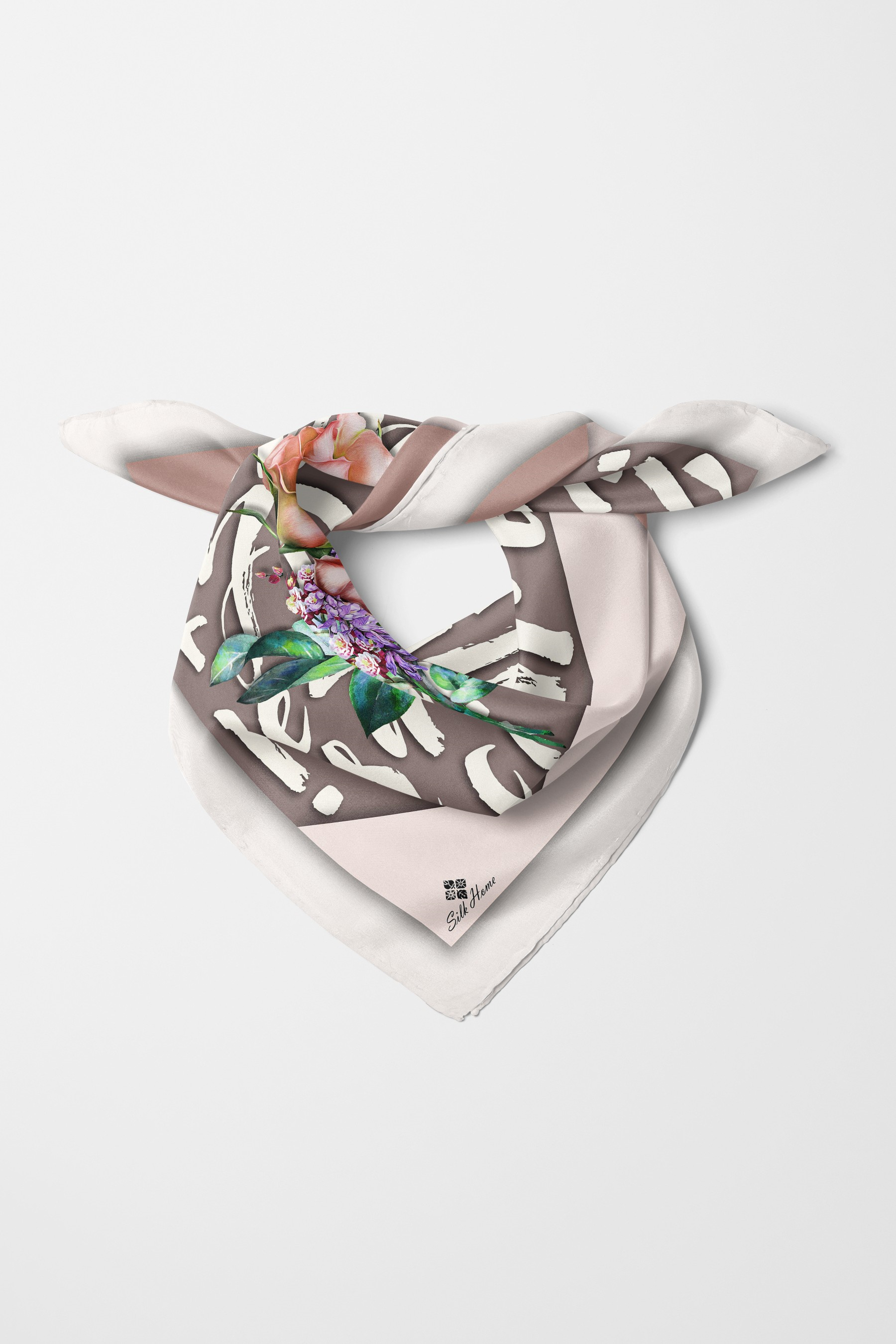 Bandana Letters Desen Pudra Vizon