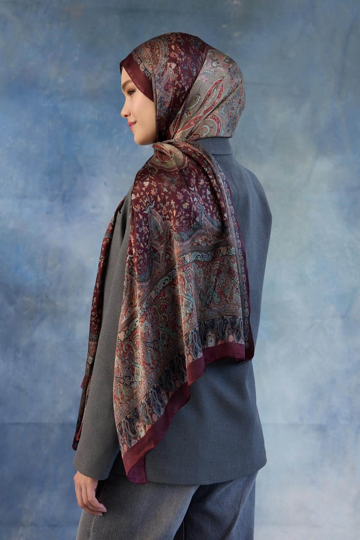 Bordo Hint Vual Şal -  5002-02