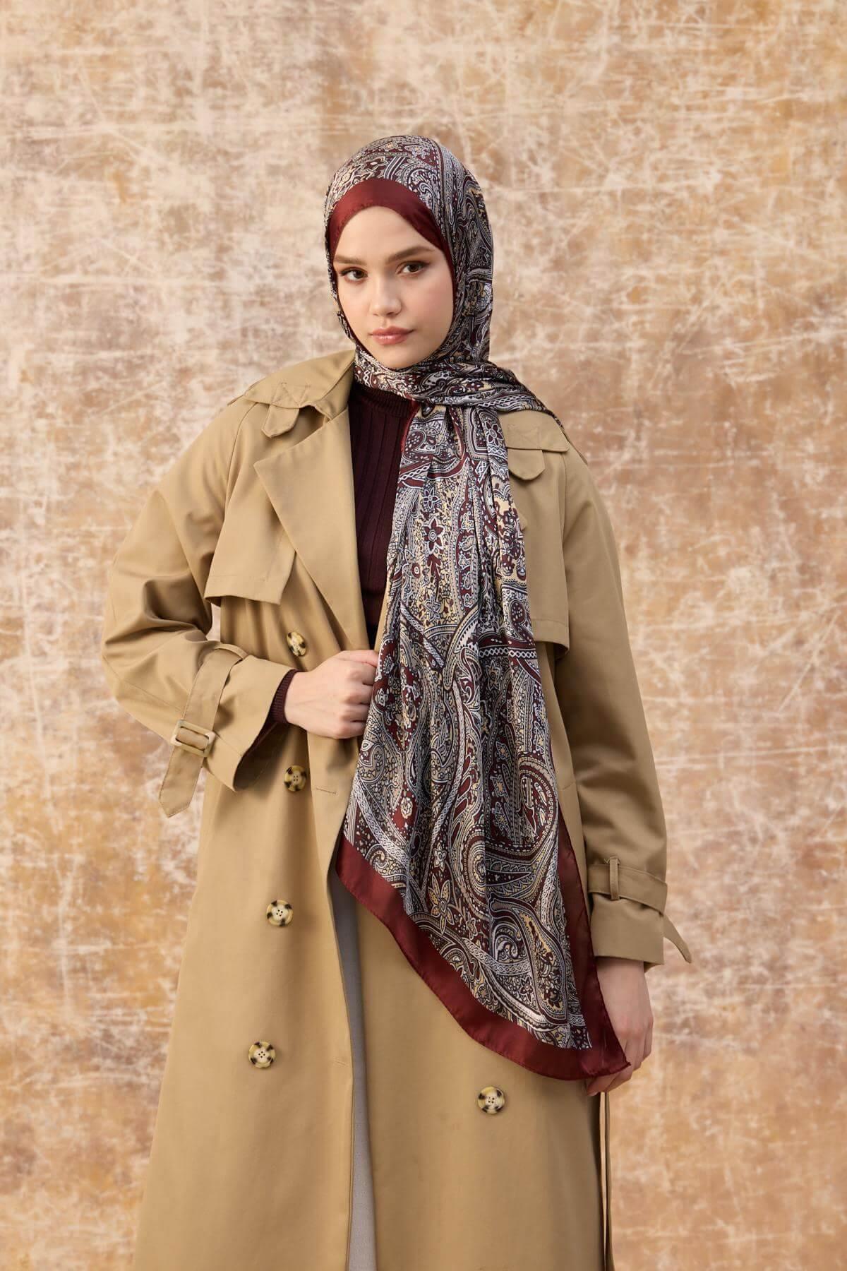 Bordo Hint Vual Şal -  5003-02