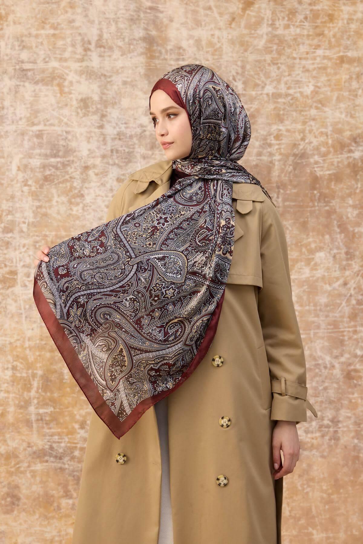 Bordo Hint Vual Şal -  5003-02