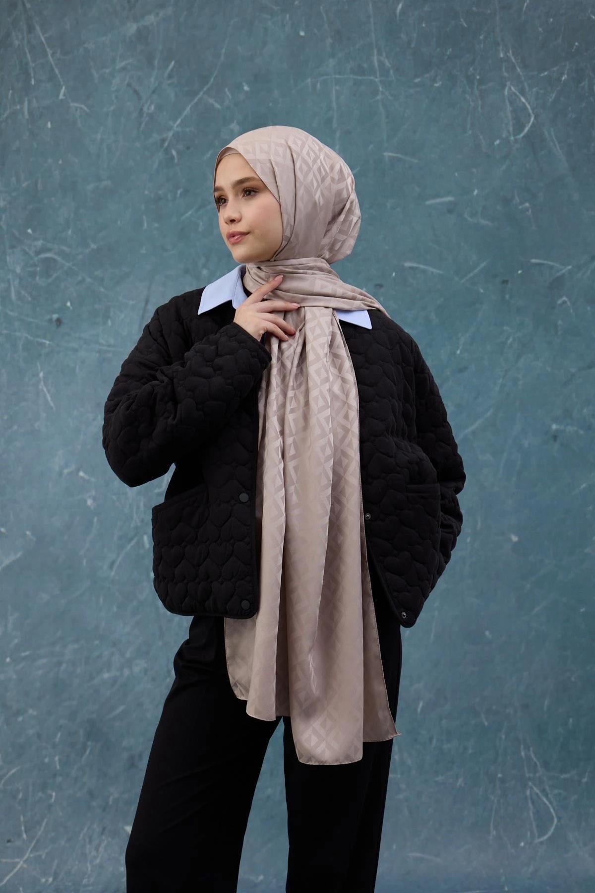 Fall Winter İpeksi Jakar Şal Açık Vizon 9019-28