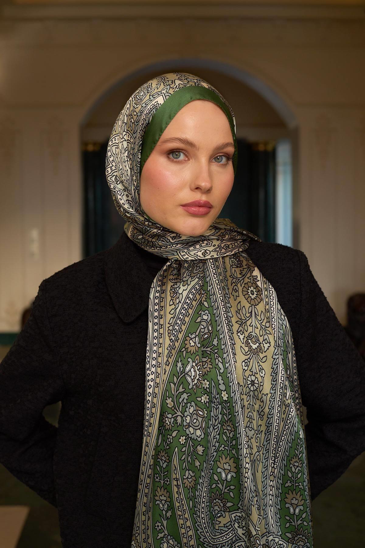 Haki Yeşil Hint Vual Şal -  5009-13