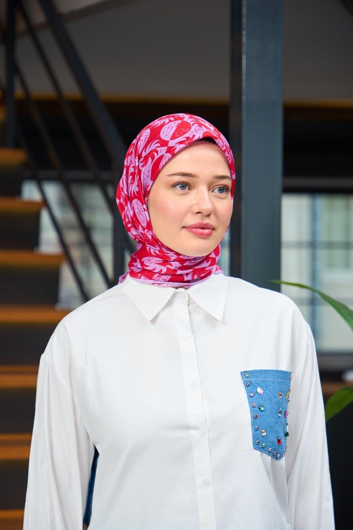 Harmony Collection Soft Eşarp Kırmızı Pembe 1182-10