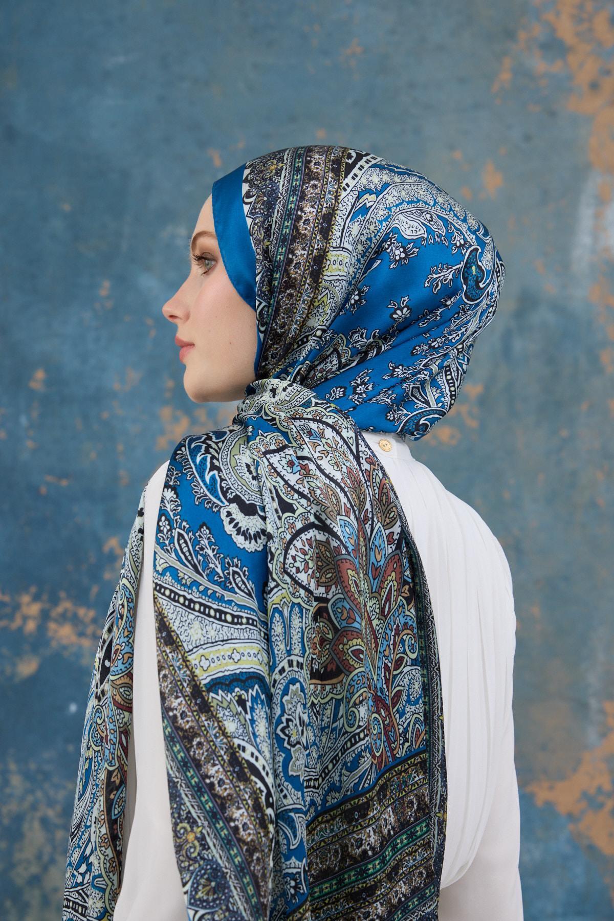 İndigo Hint Vual Şal -  5007-03