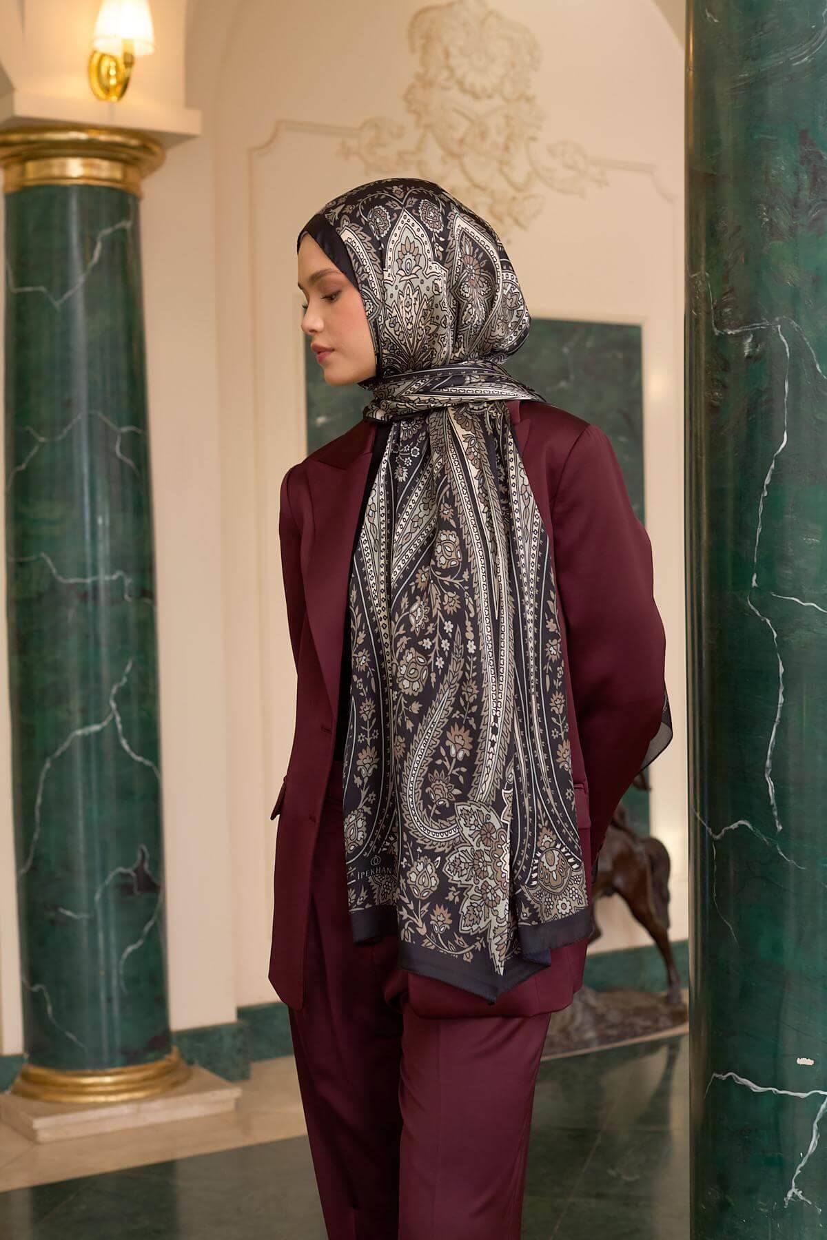 Kahve Vizon Hint Vual Şal -  5009-22