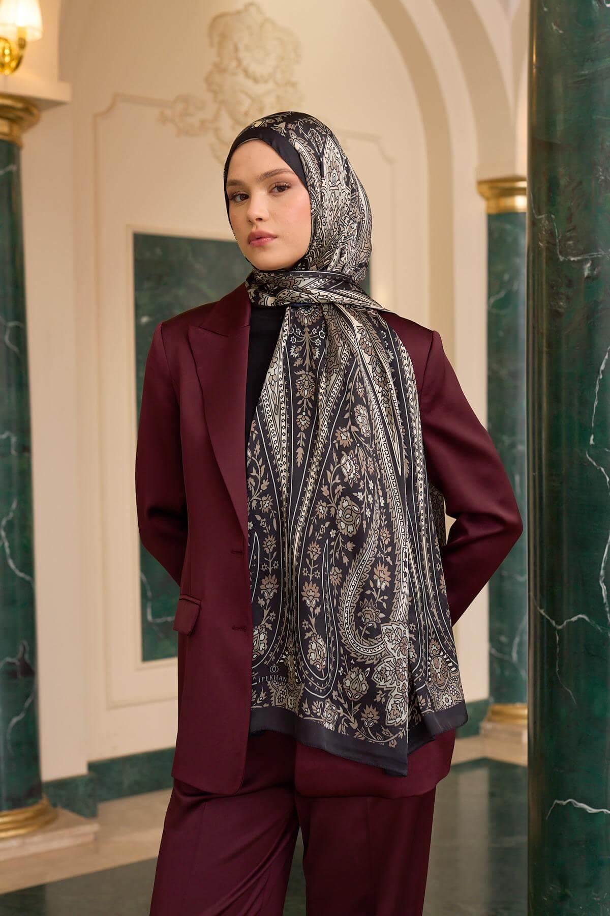 Kahve Vizon Hint Vual Şal -  5009-22