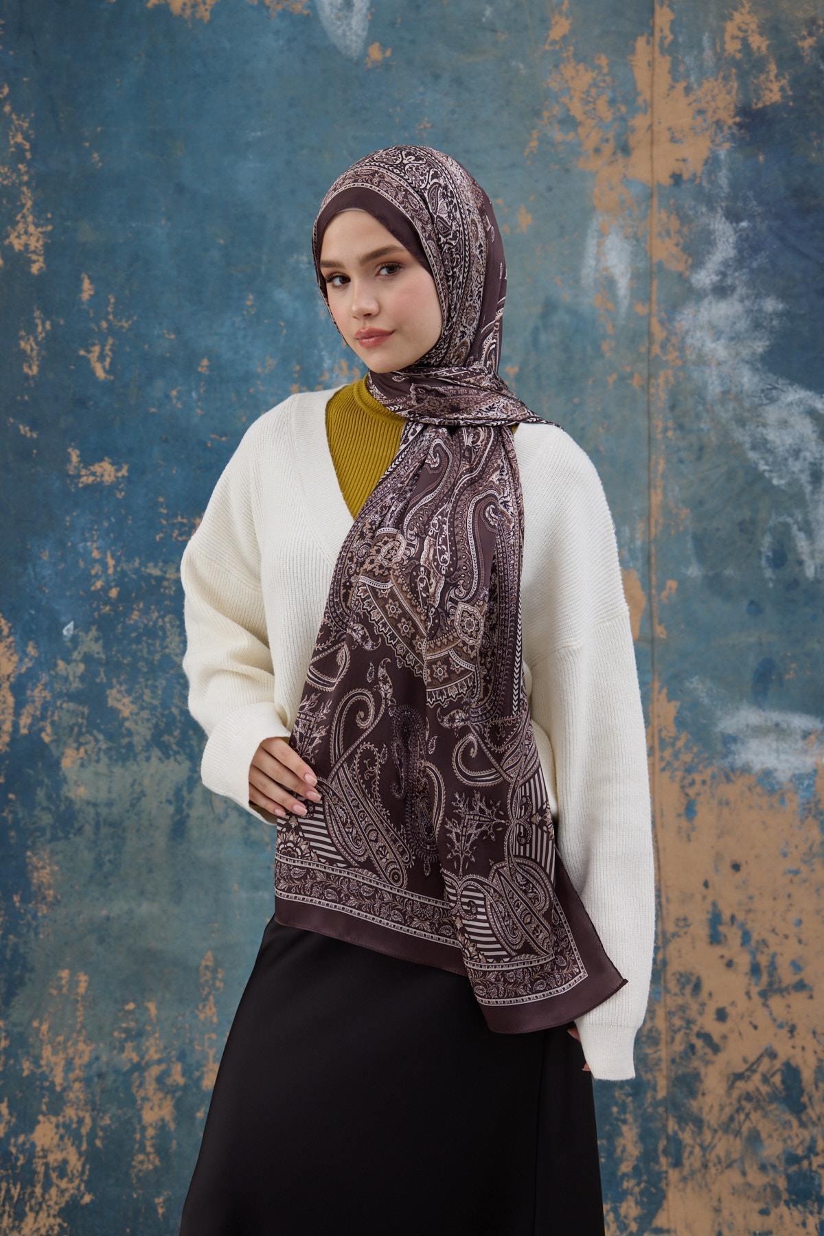 Kahverengi Hint Vual Şal -  5008-07