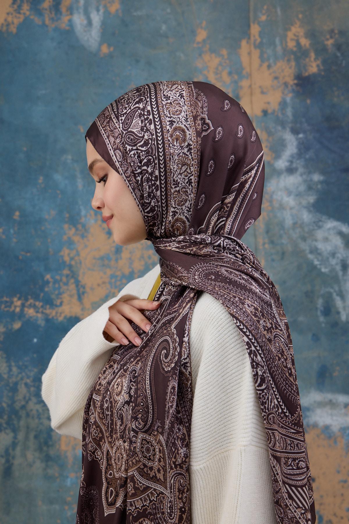 Kahverengi Hint Vual Şal -  5008-07