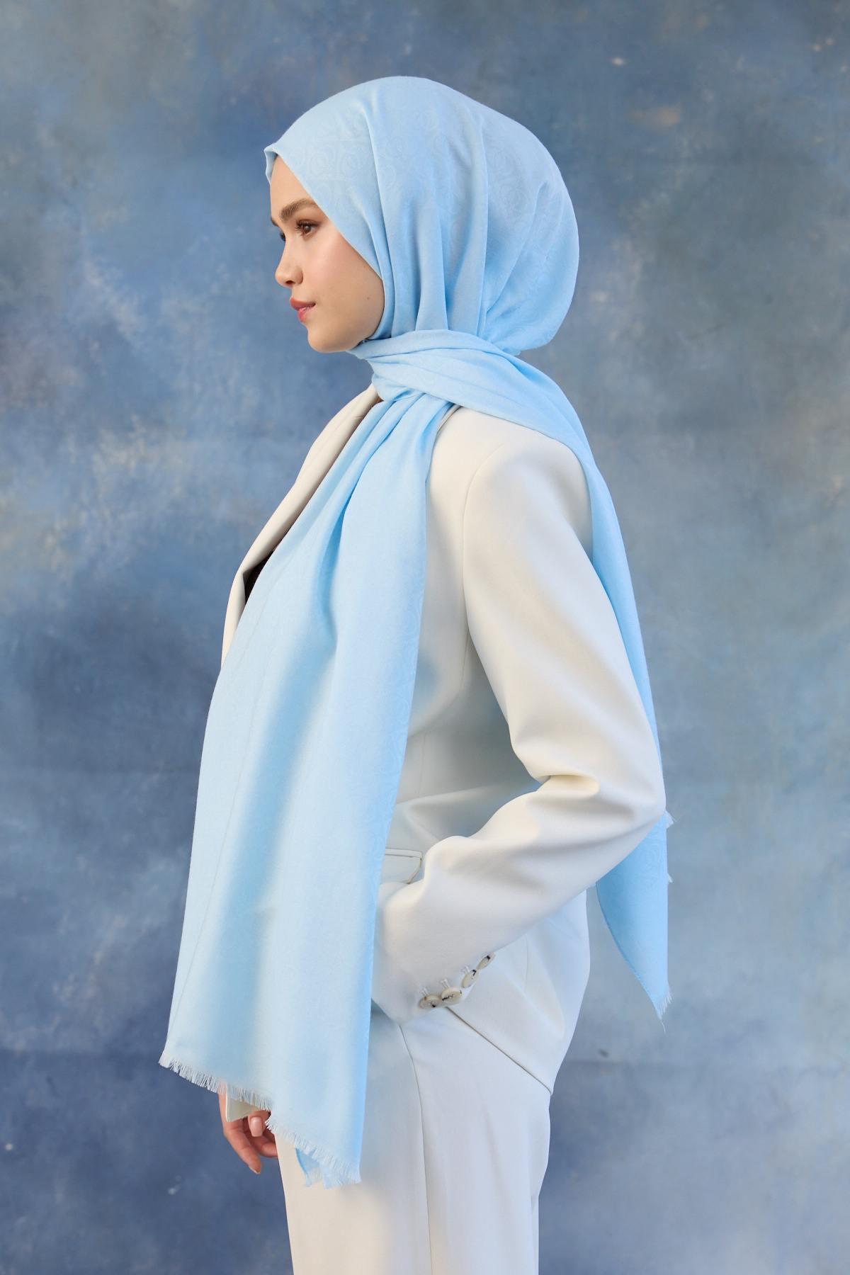 Logo Desen Pamuk Jakar Şal Bebe Mavisi 8008-03