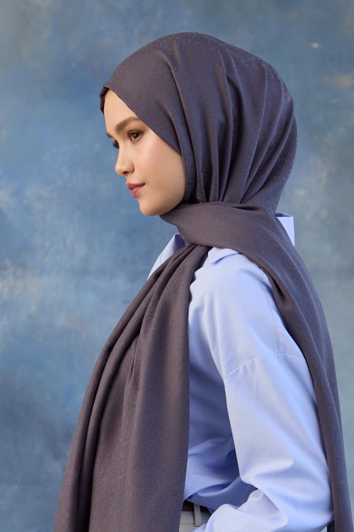 Logo Desen Pamuk Jakar Şal Füme 8008-05