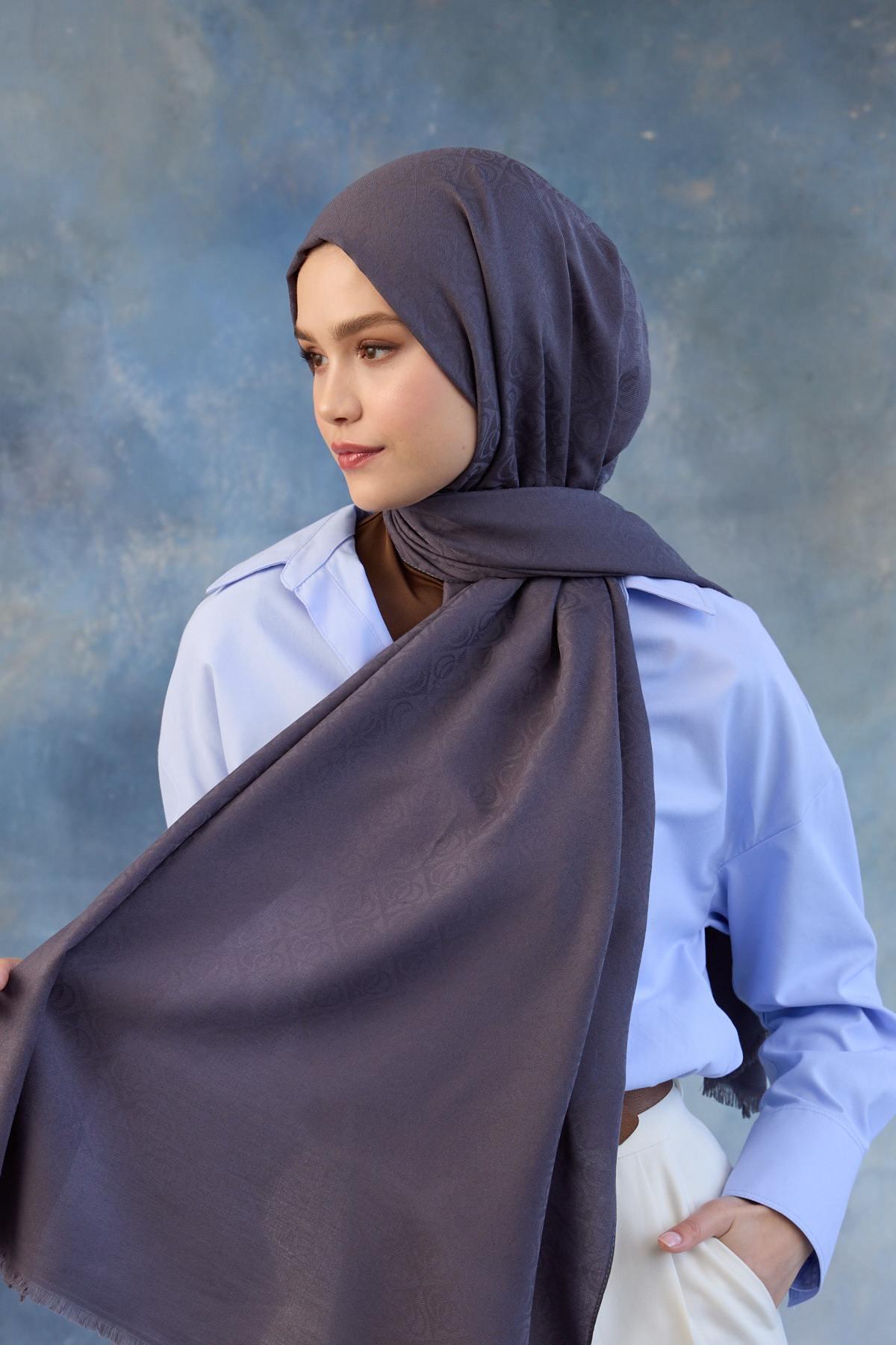 Logo Desen Pamuk Jakar Şal Füme 8008-05