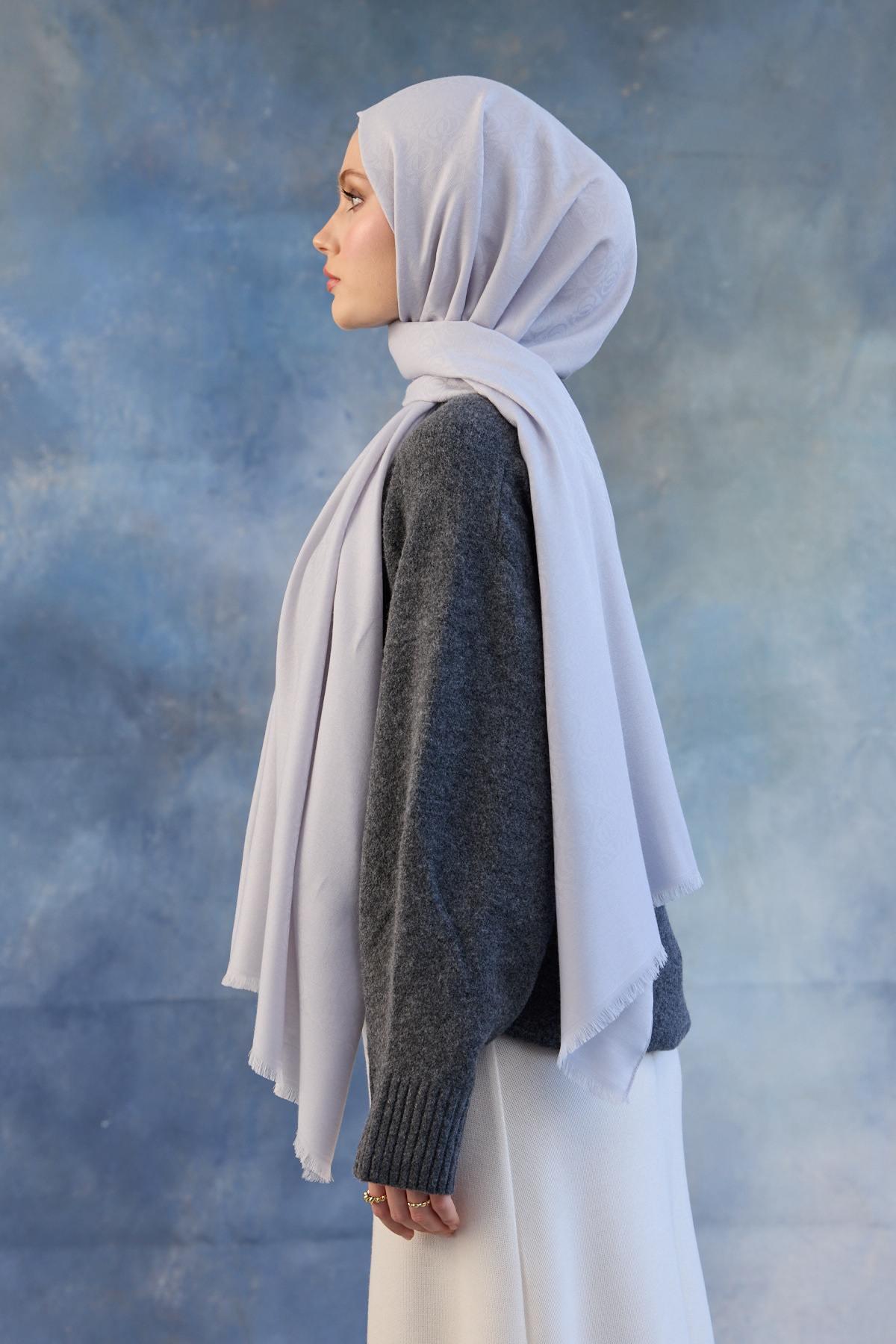 Logo Desen Pamuk Jakar Şal Gümüş 8008-06