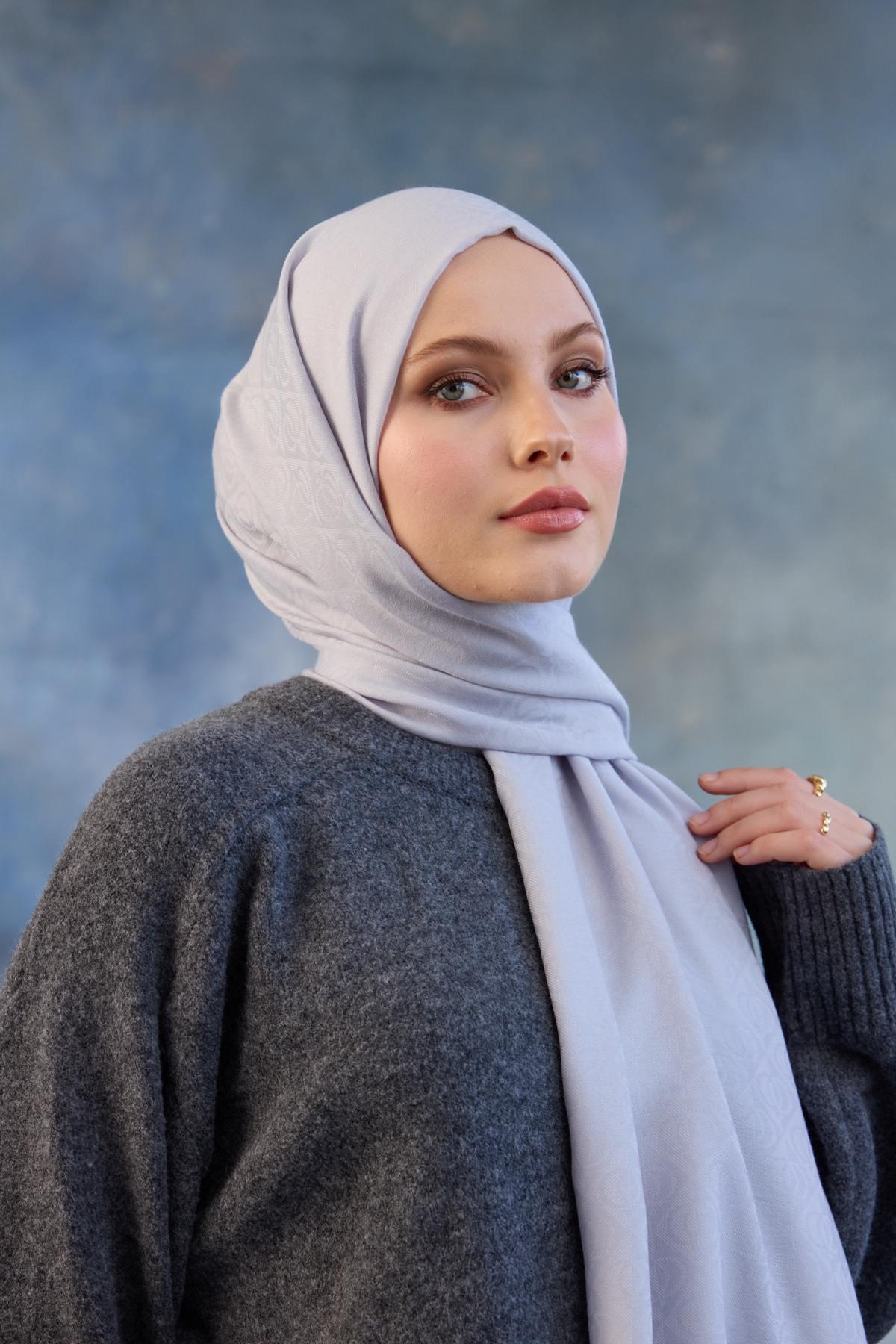 Logo Desen Pamuk Jakar Şal Gümüş 8008-06