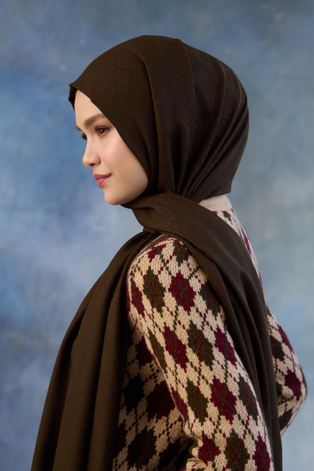 Logo Desen Pamuk Jakar Şal Haki 8008-18