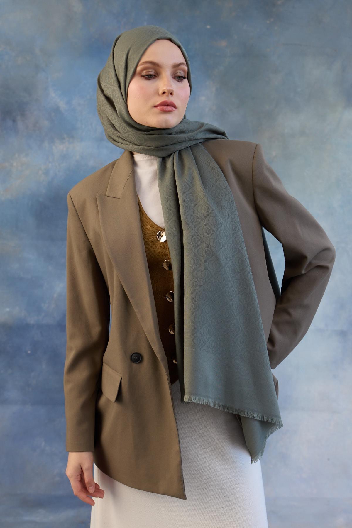 Logo Desen Pamuk Jakar Şal Yosun 8008-14