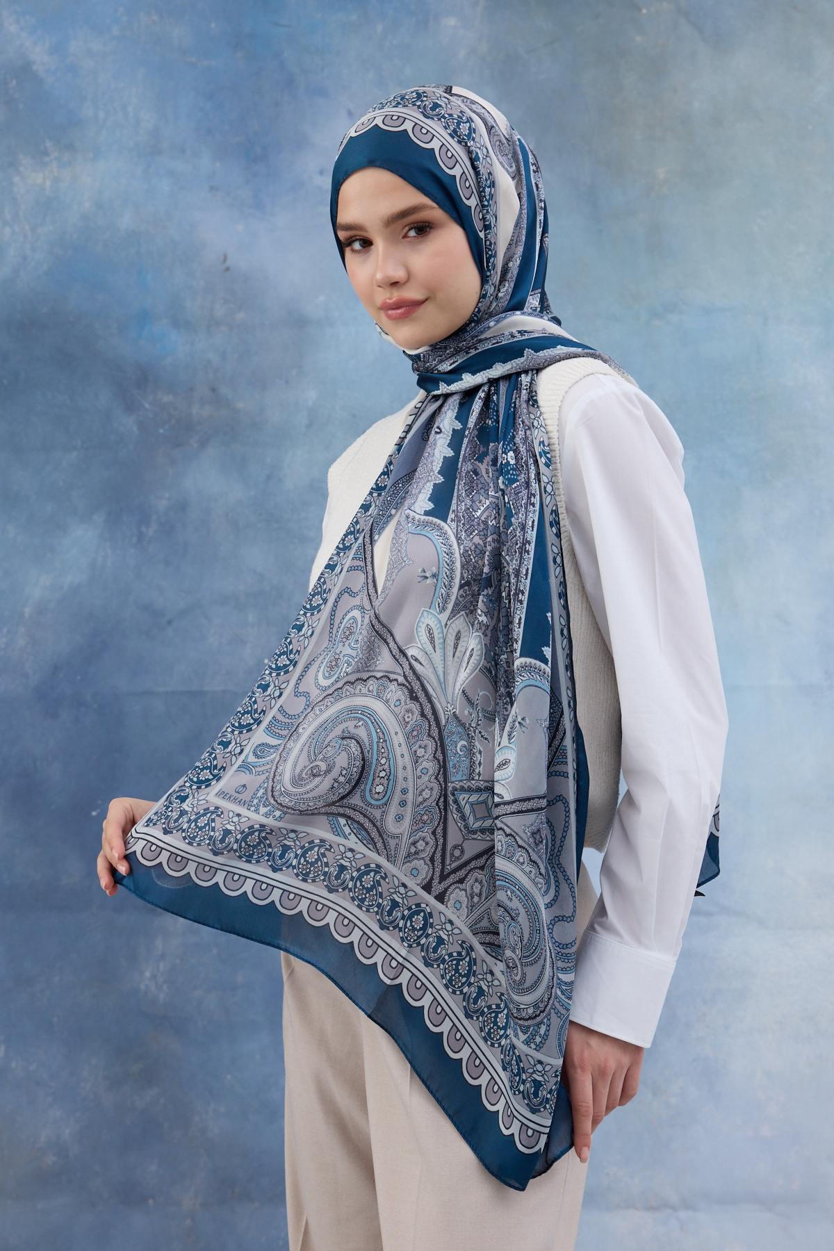 Mavi Hint Vual Şal -  5006-01