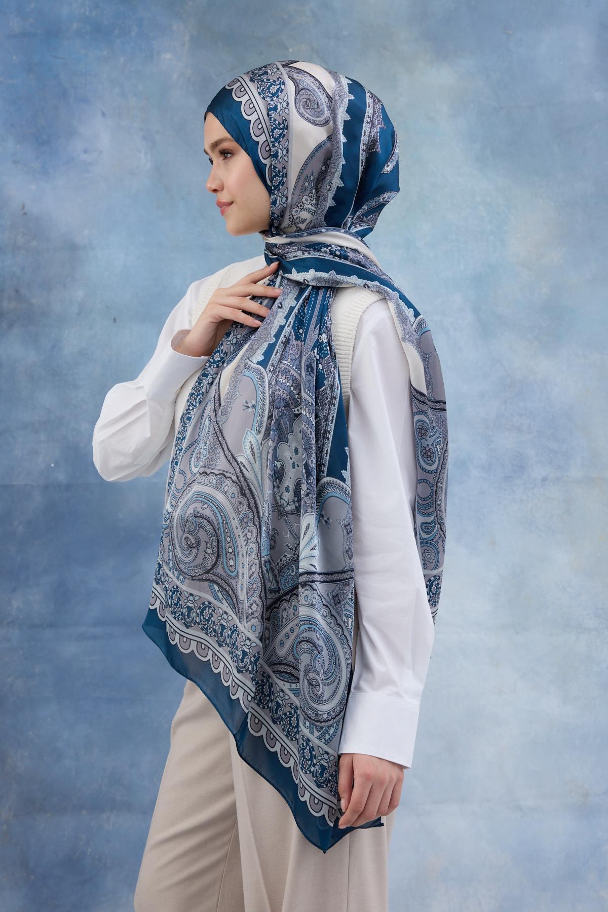 Mavi Hint Vual Şal -  5006-01