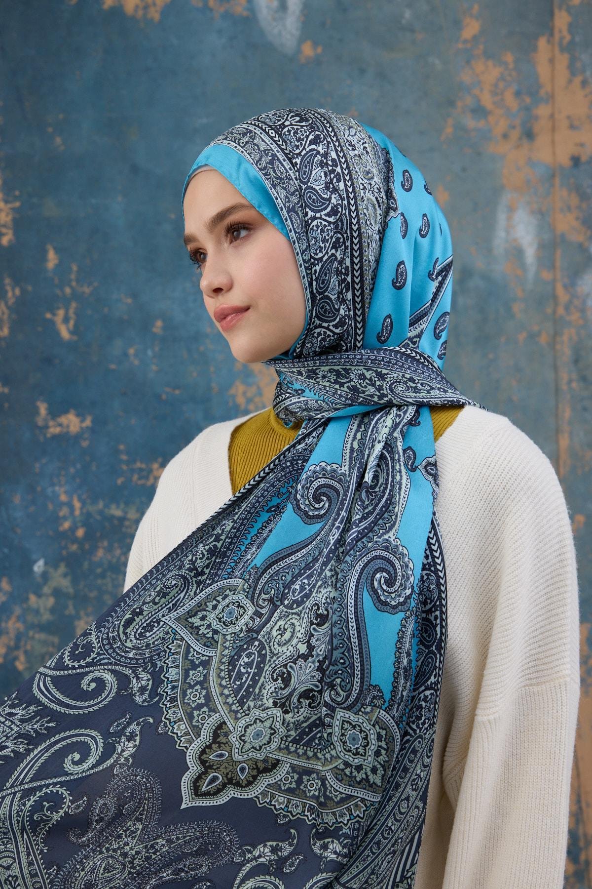 Mavi Hint Vual Şal -  5008-01