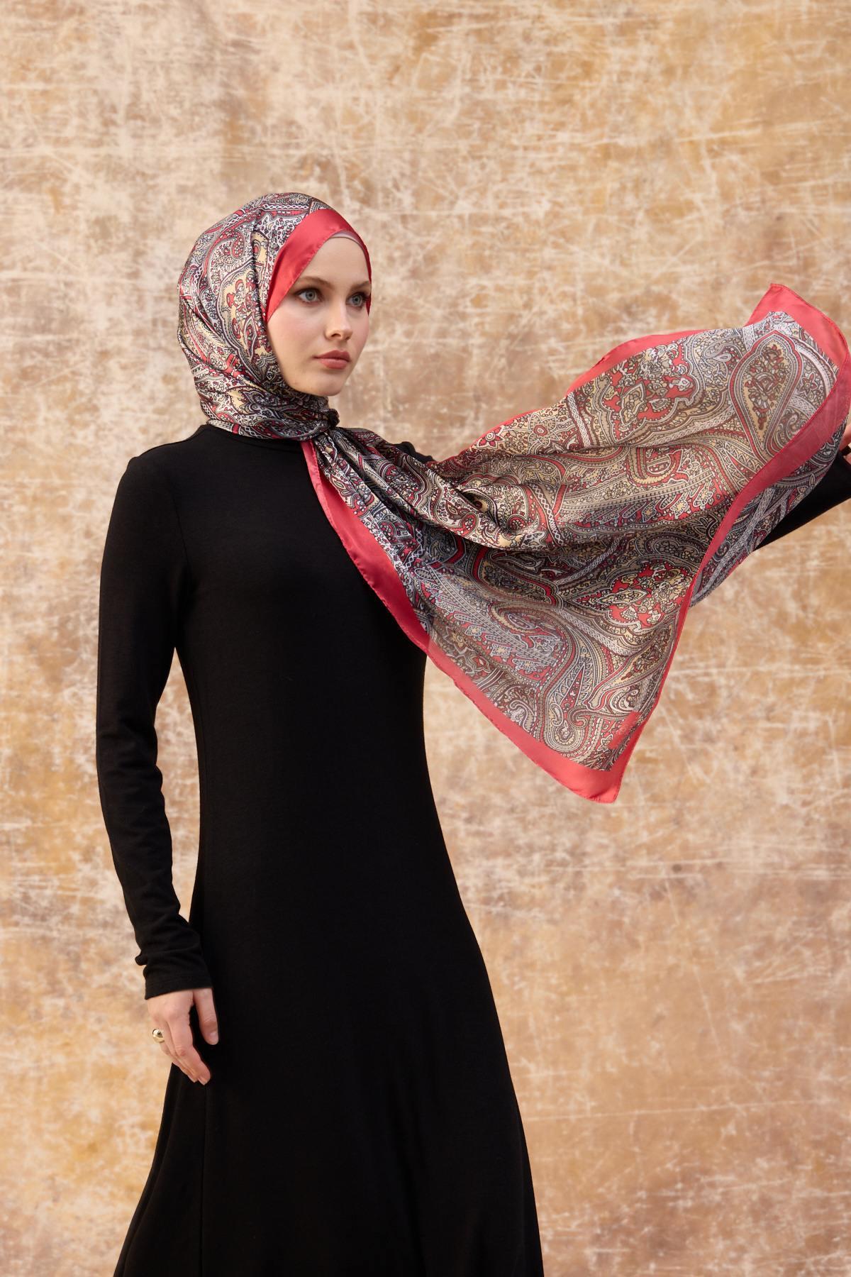 Mercan Hint Vual Şal -  5003-08