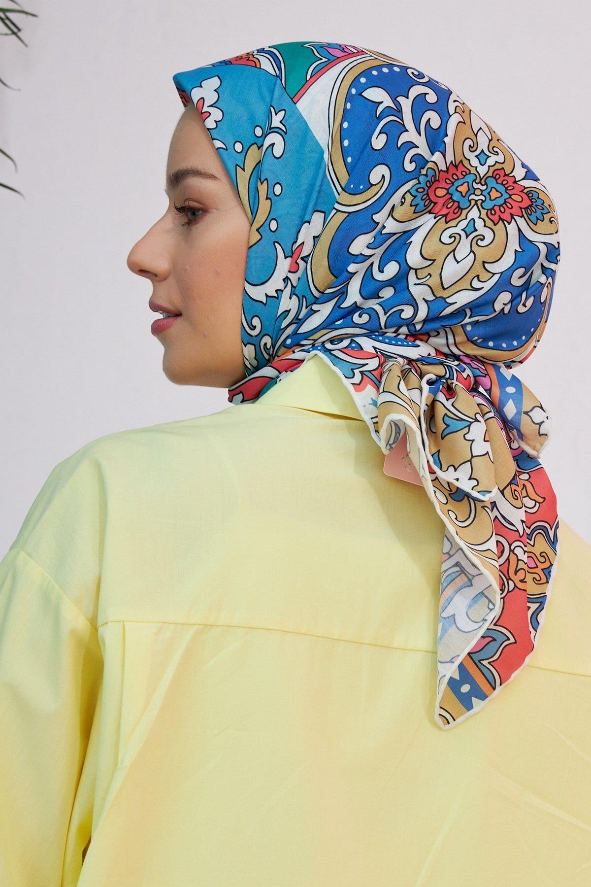 Mozaik Saman Sarısı  Pamuk Viskon Eşarp