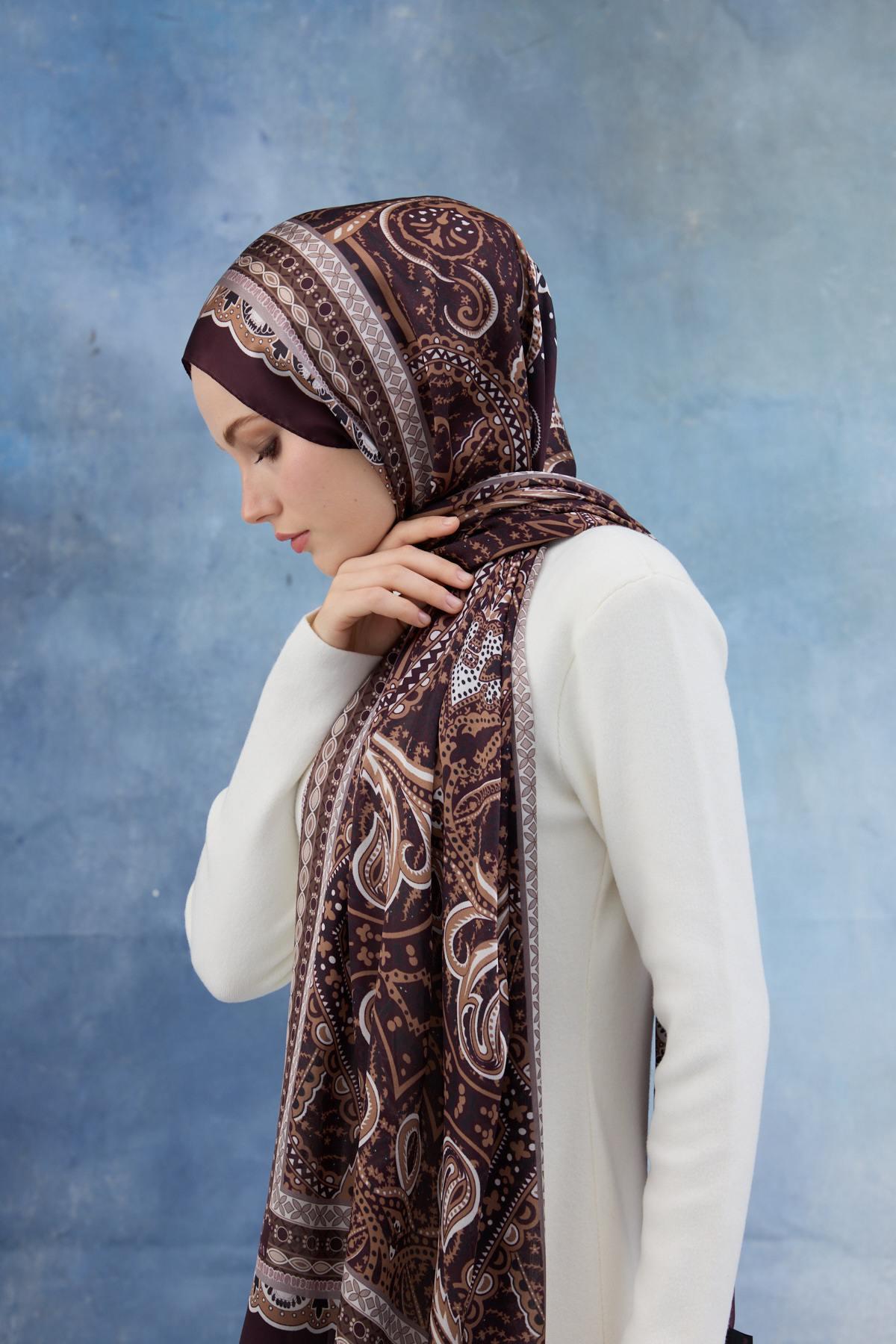 Mürdüm Hint Vual Şal -  5005-05