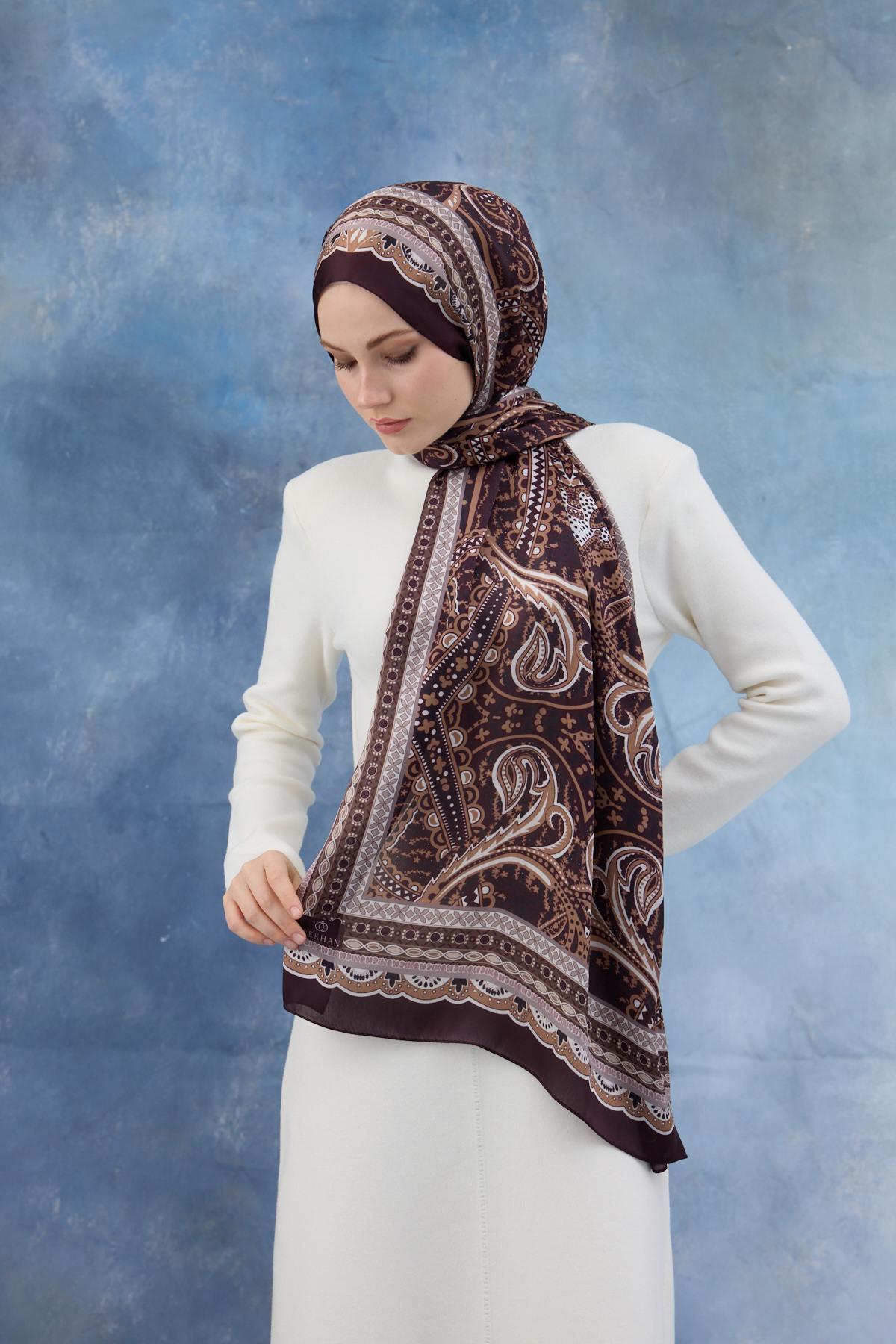 Mürdüm Hint Vual Şal -  5005-05