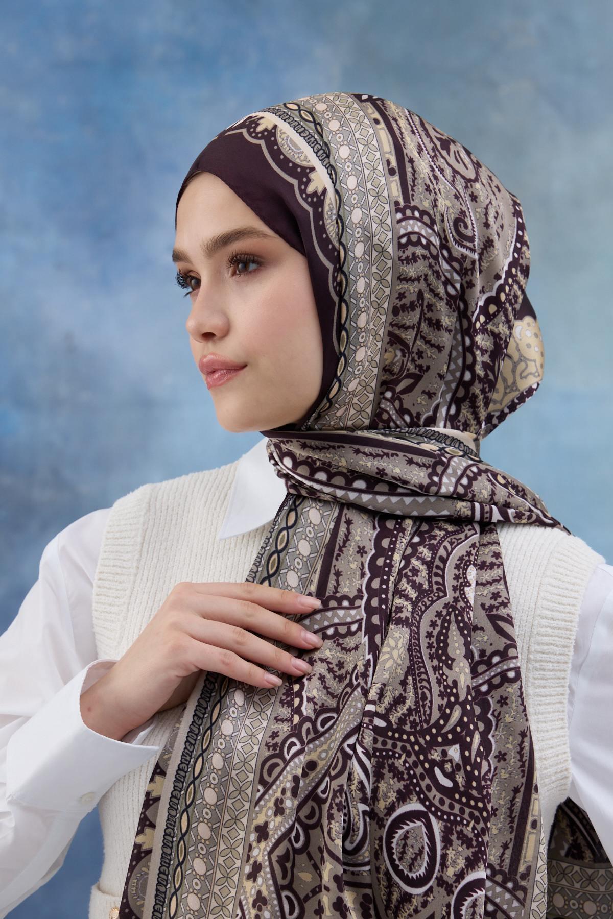 Mürdüm Hint Vual Şal -  5005-06