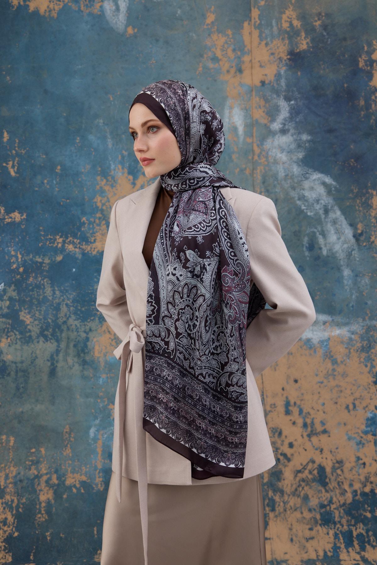 Mürdüm Hint Vual Şal -  5007-14