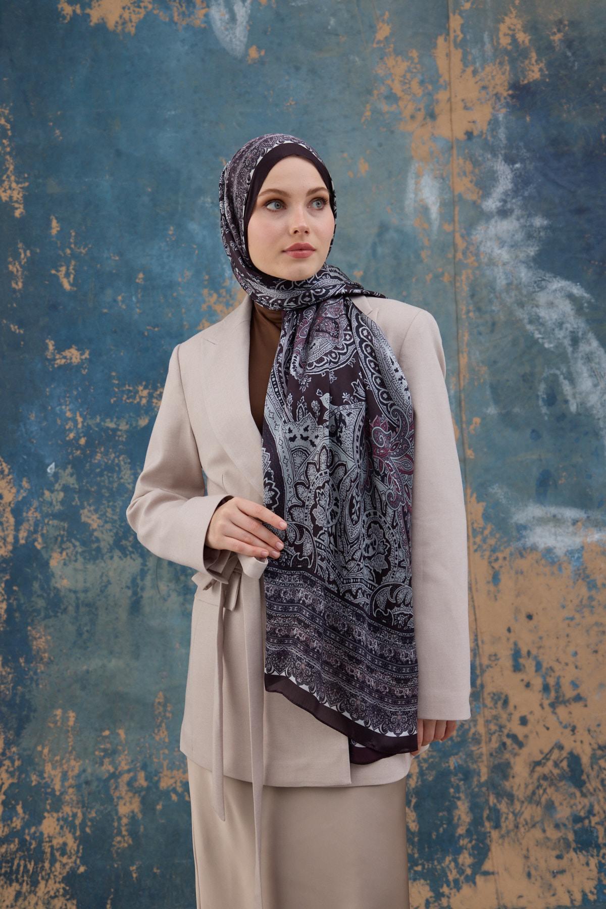 Mürdüm Hint Vual Şal -  5007-14