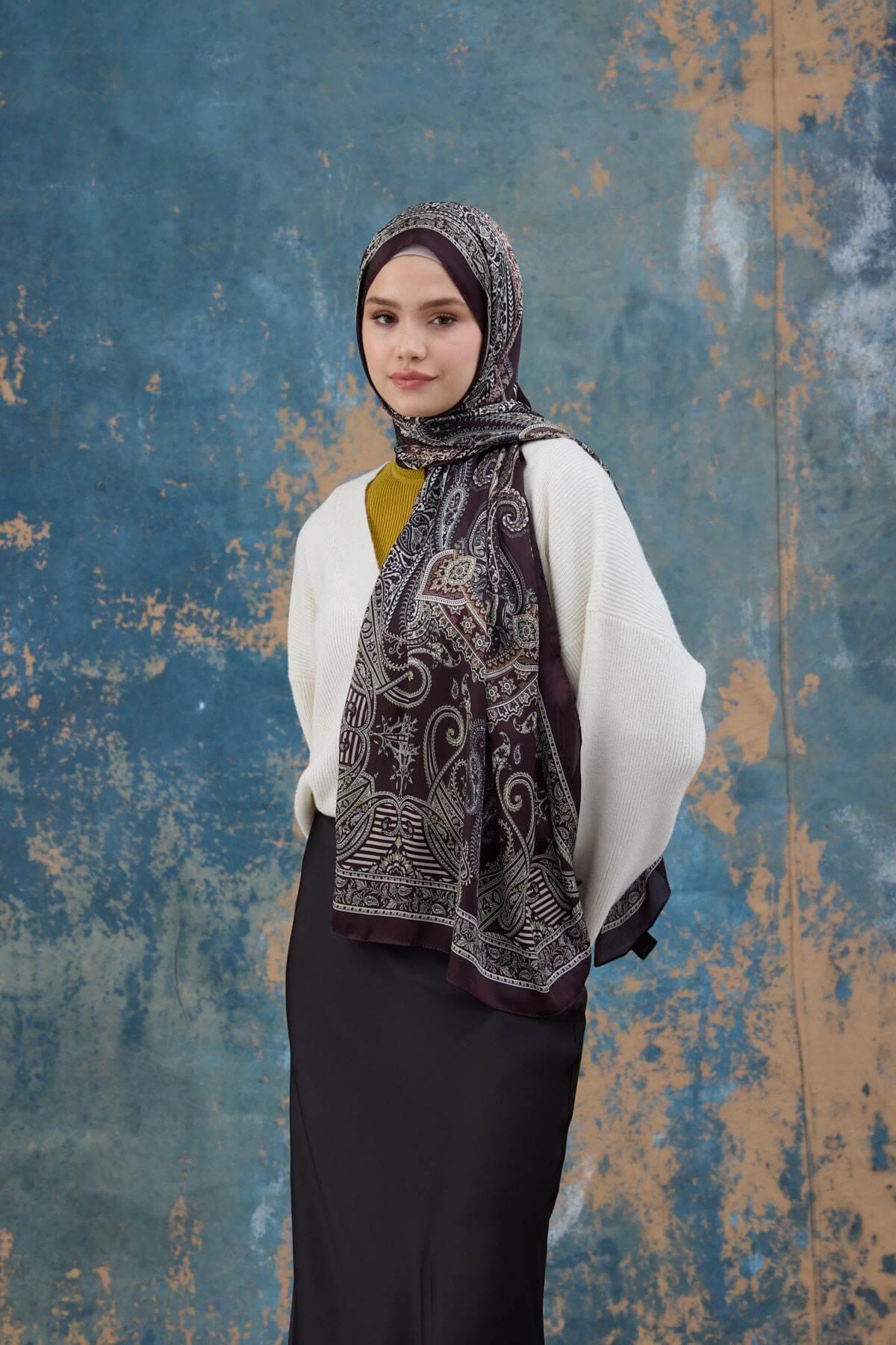 Mürdüm Hint Vual Şal -  5008-15