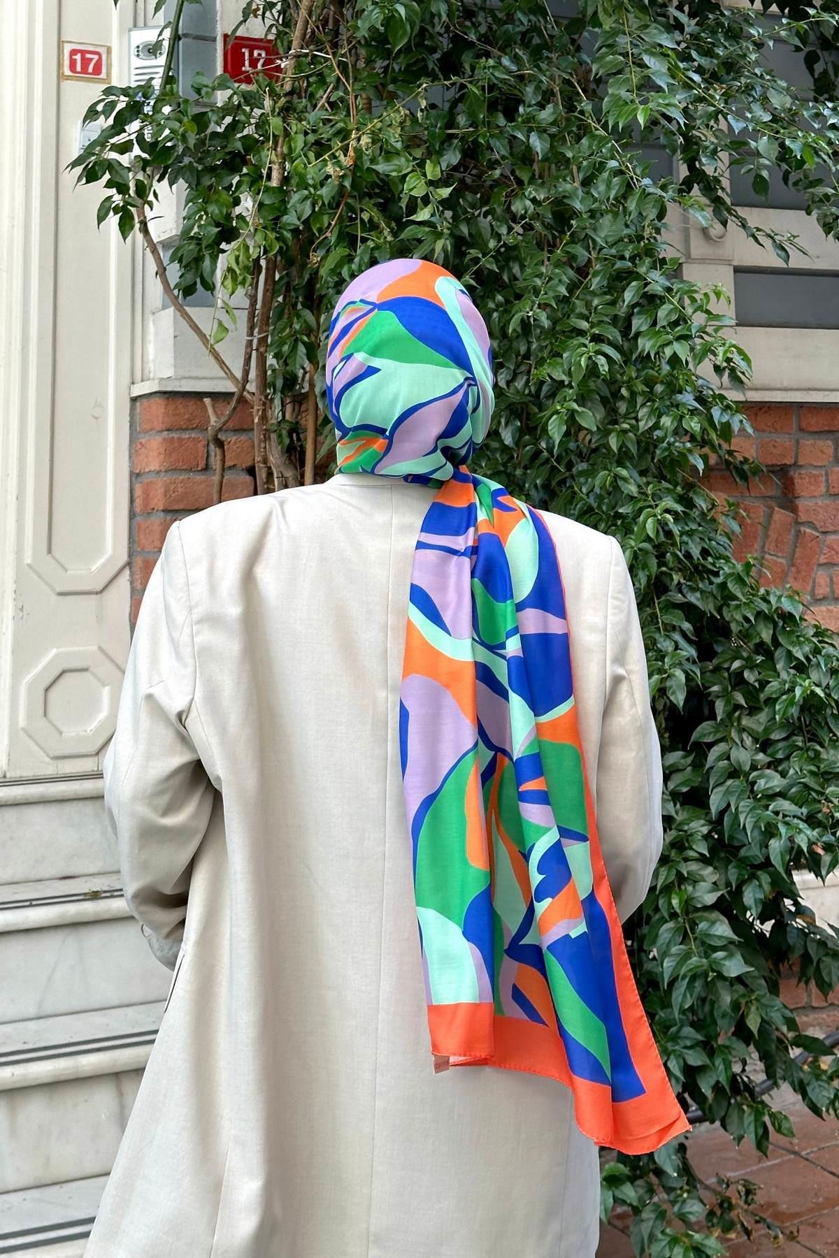 Nature Lilyum Soft Şal Turuncu Mor 3036-10