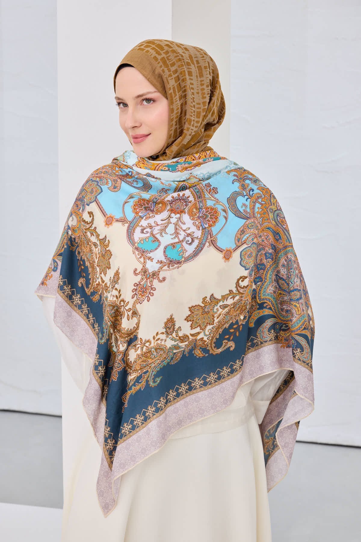 Omuz Şalı Ottoman Design Petrol Mavisi