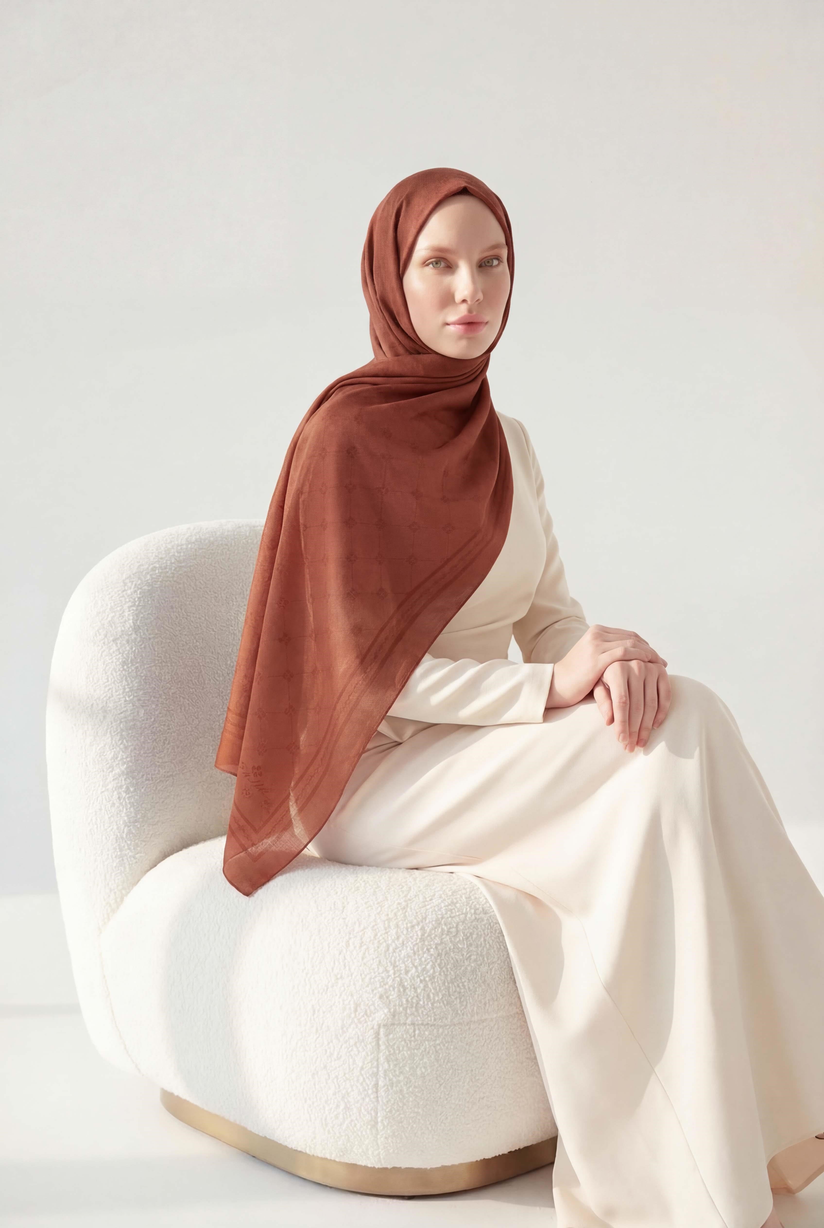 Pamuk Polyester Liva Şal Koyu Turuncu Nefes Alan Dokulu 90X200