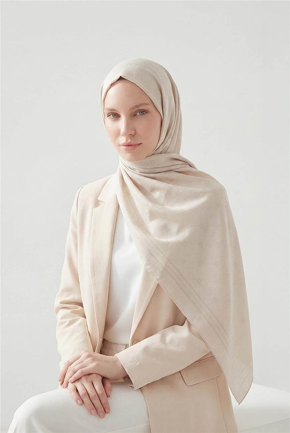 Pamuk Polyester Liva Şal Krem Nefes Alan Dokulu 90X200