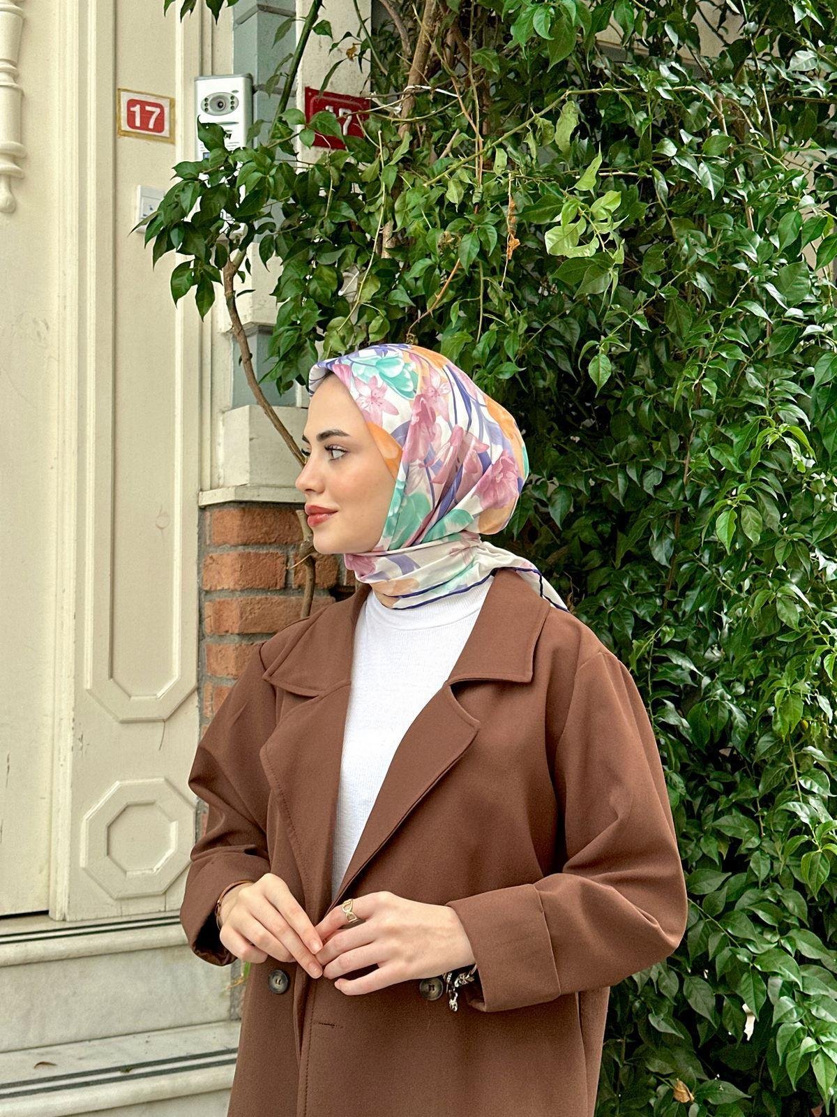 Pera Soft Eşarp Lacivert Beyaz 1148-12