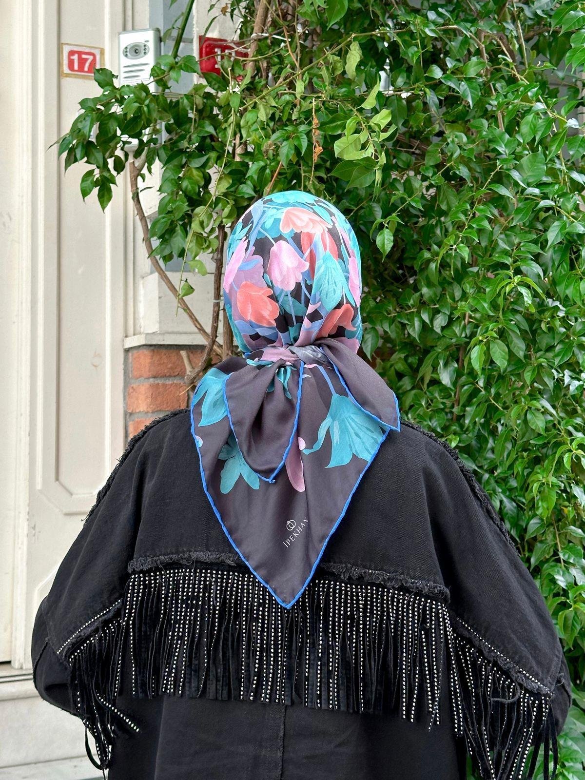 Pera Soft Eşarp Siyah Mavi 1148-17