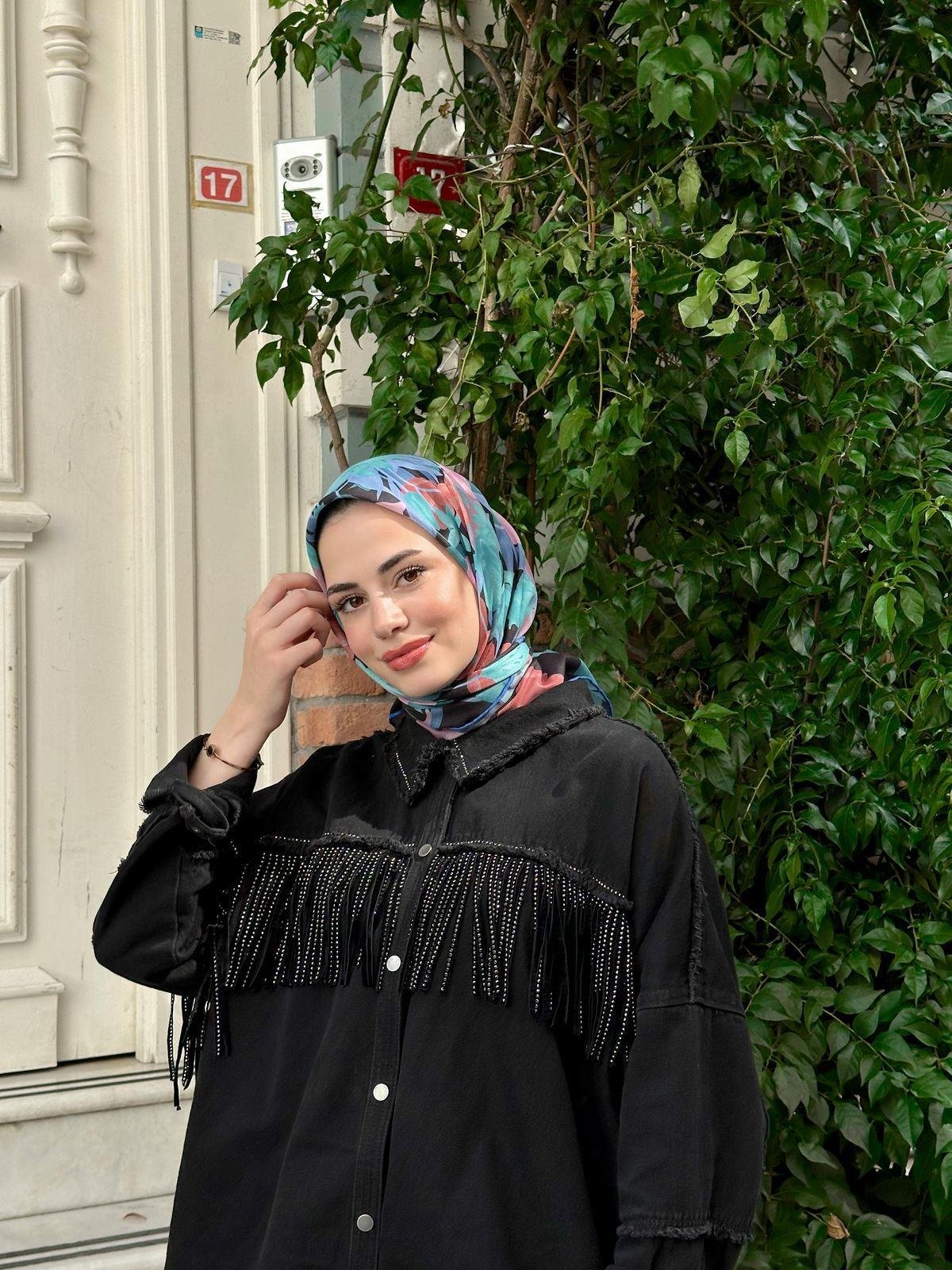 Pera Soft Eşarp Siyah Mavi 1148-17