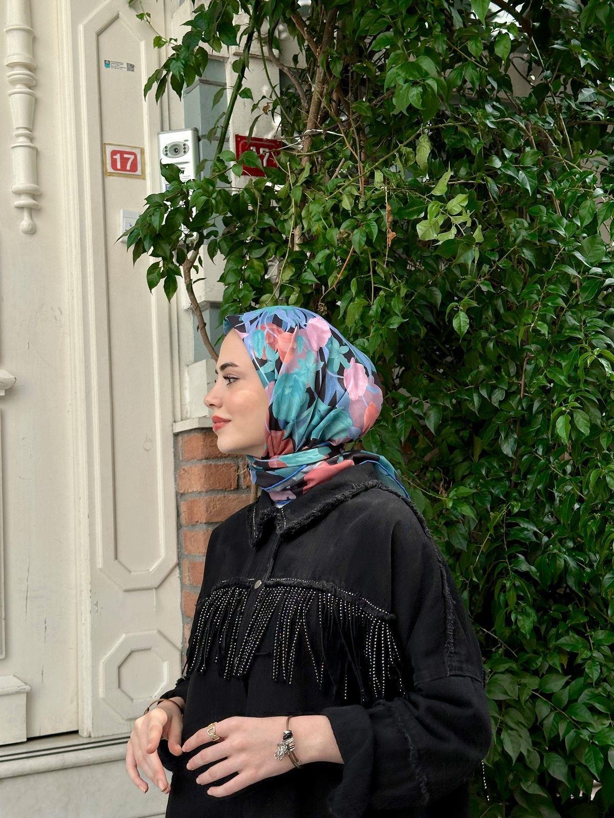 Pera Soft Eşarp Siyah Mavi 1148-17