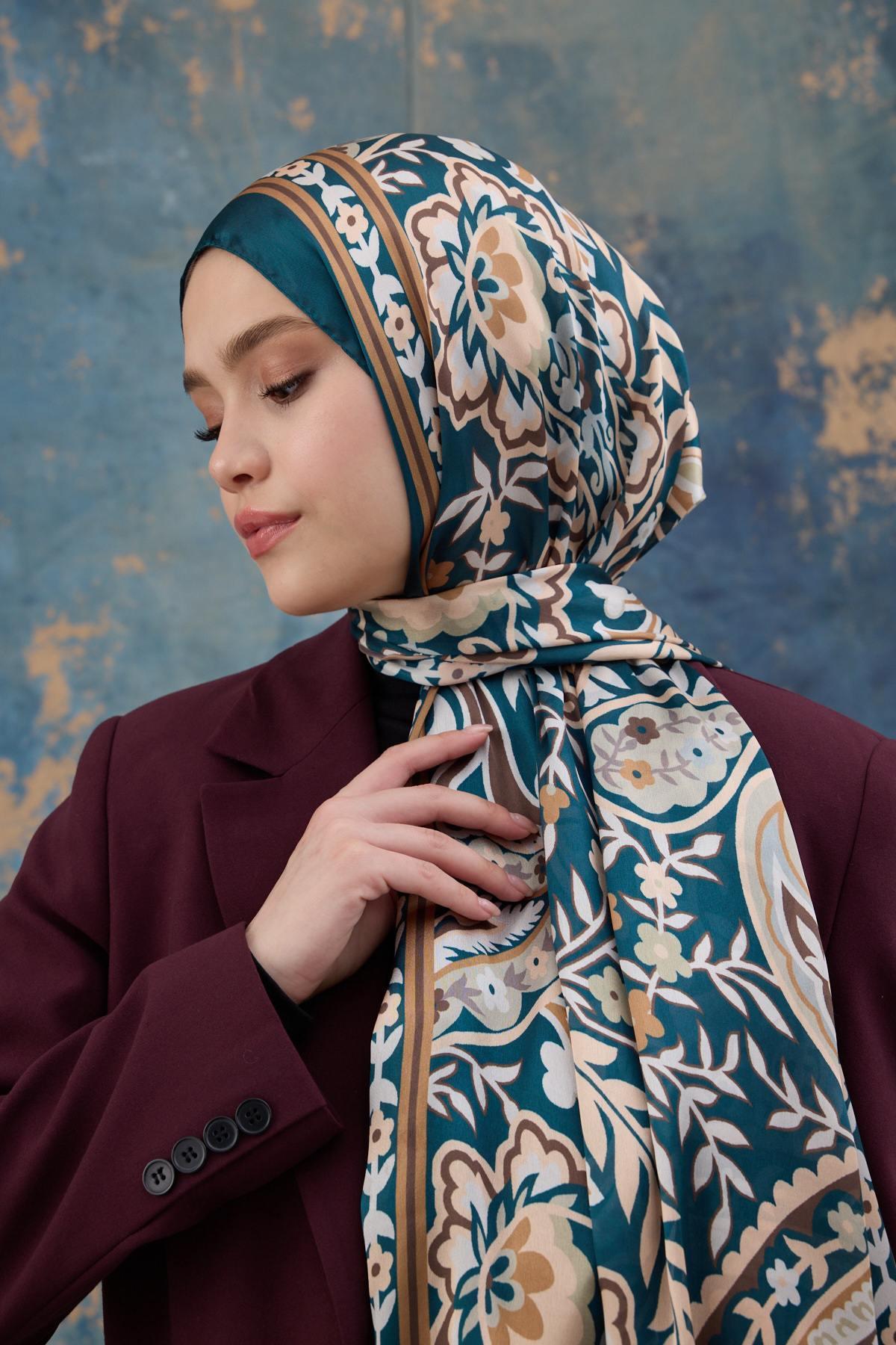 Petrol Hint Vual Şal -  5004-07