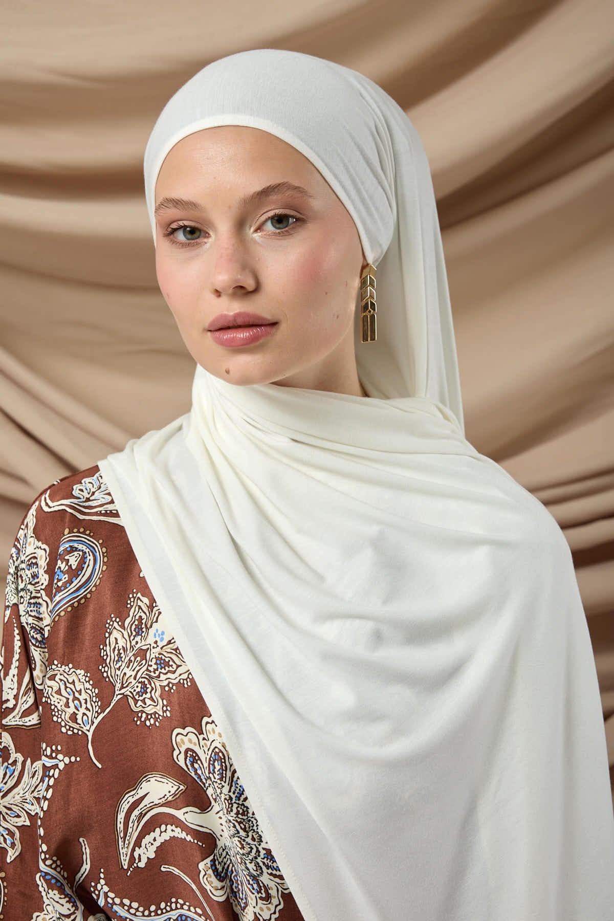Premium Penye Şal 65002-05 Krem