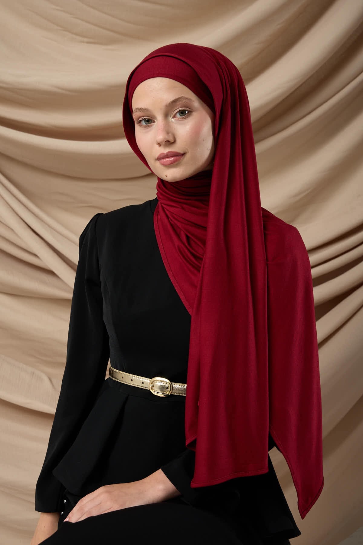 Premium Penye Şal 65002-06 Bordo