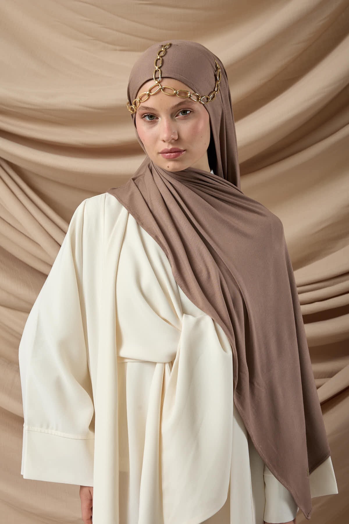 Premium Penye Şal 65002-09 Koyu Vizon