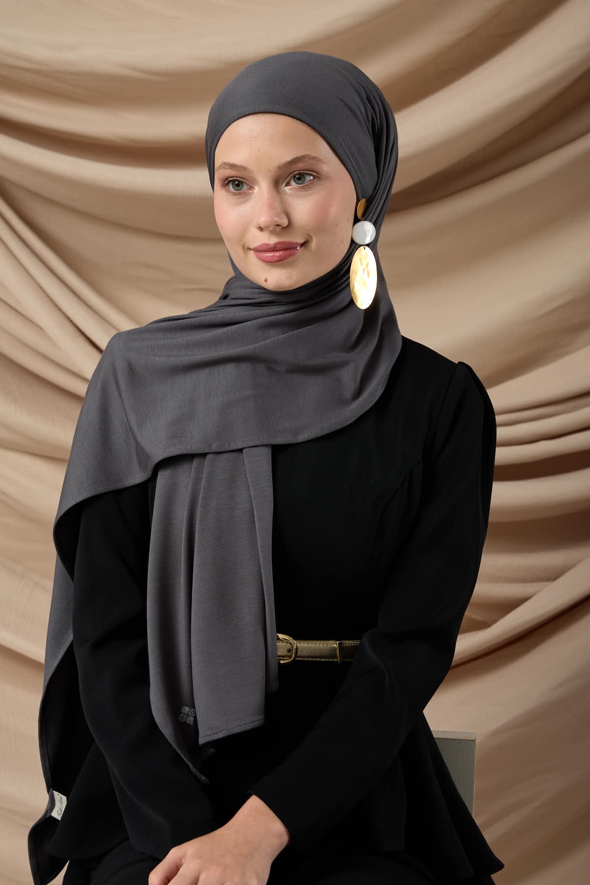 Premium Penye Şal 65002-27 Koyu Gri