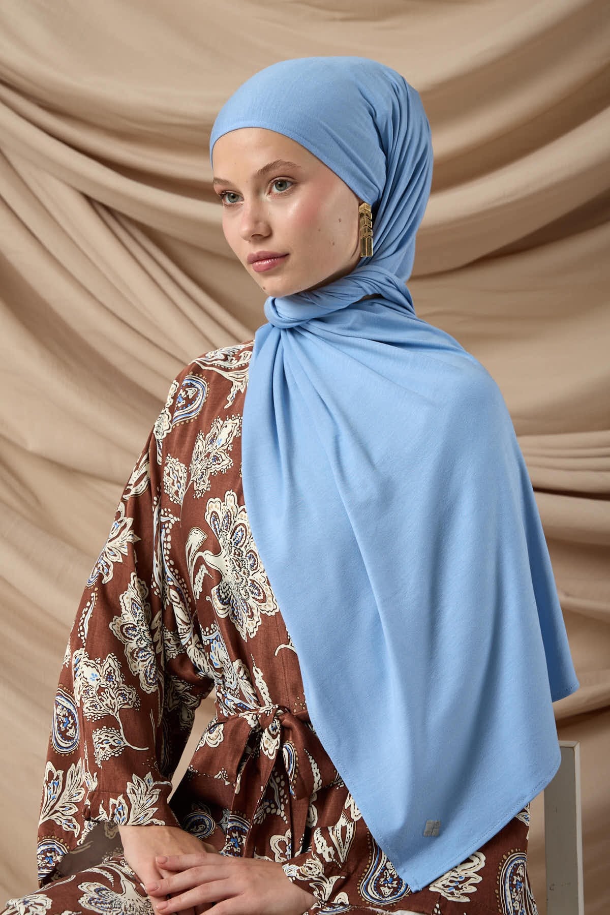 Premium Penye Şal 65002-30 Bebe Mavi