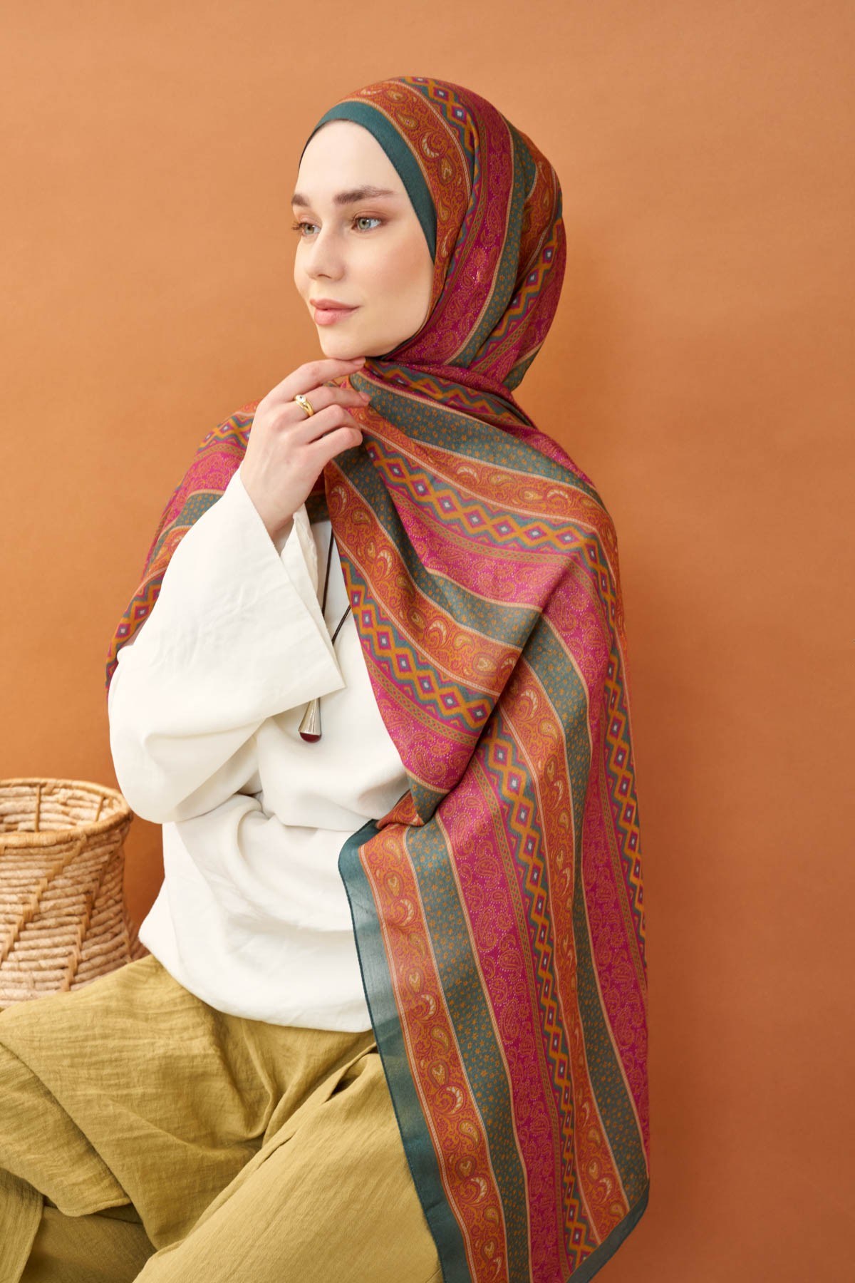 Riva Şal Tencel Ethnic Way Fuşya