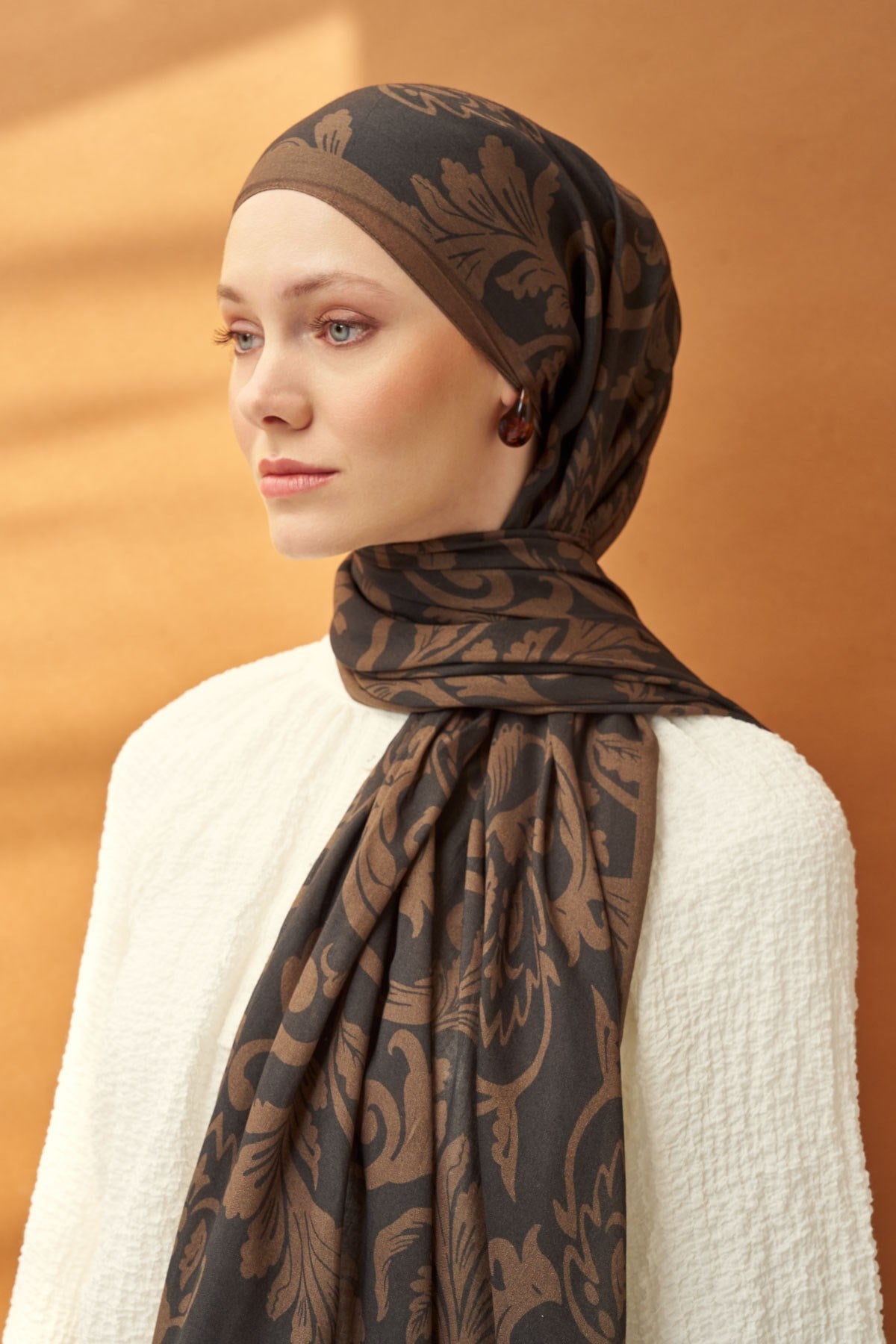 Riva Şal Tencel Floral Antrasit