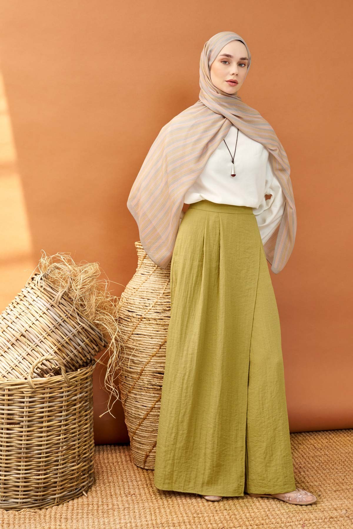 Riva Şal Tencel Line Gri