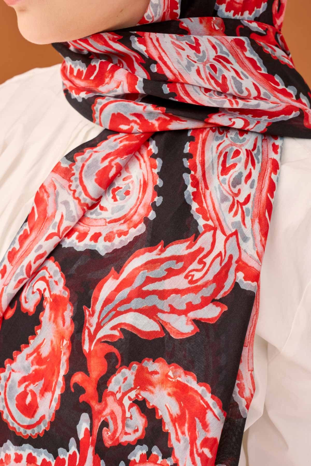Riva Şal Tencel Paisley Siyah